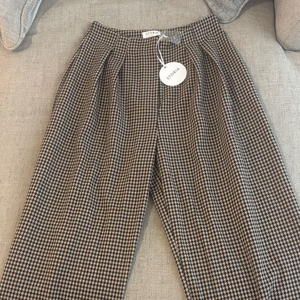 Storia Kids Houndstooth Trousers - Black and Brown
